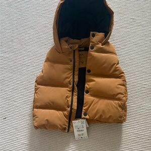 Zara Toddler Boy Camel Puffer Vest with Hood